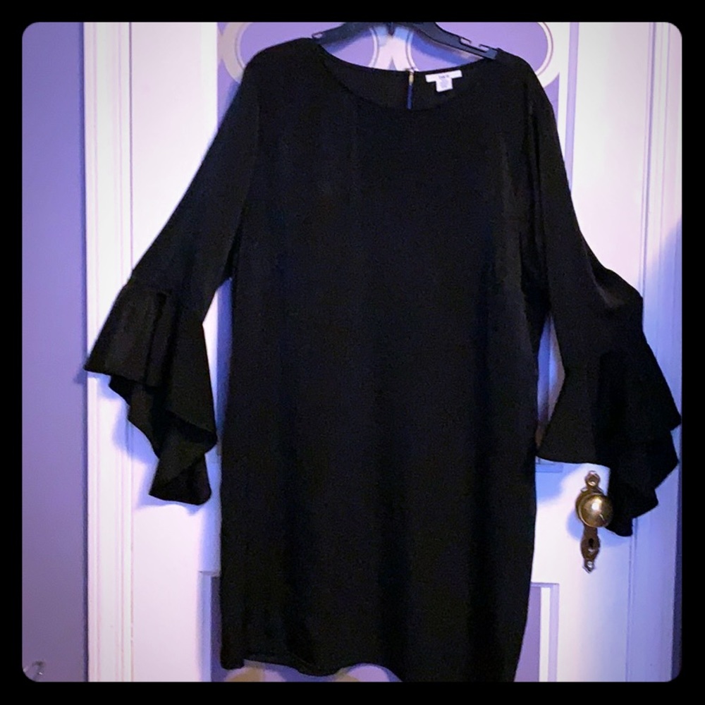 Bell sleeved little black dress